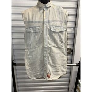 Bugle Boy Vintage Denim Vest Sleeveless Shirt 90's Western Pockets Light Med‎